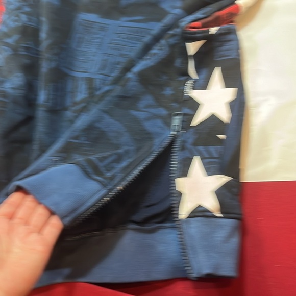 USA flag HOODIE new Denim Distillery American Short Sleeves Red White Blue MENS - Picture 15 of 15